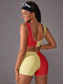 VARSITIE Sports Summer Surfing Basic Chest Cup With TANK TOP AND SHORTS SET - Multicolor - View 2