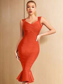 Elegant Backless Bodycon Bandage Dress For Summer Parties And Cocktail Events - Orange - View 1
