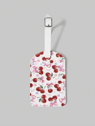 Kawaii 1 pièce Étiquette de bagage  avec protection de la vie privée, Conception d'illustration d'évidement de cerise rouge
