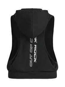 Gameset SHEIN Sport 大码连帽背心和拼色紧身裤，带手机口袋，运动套装，女士健身套装