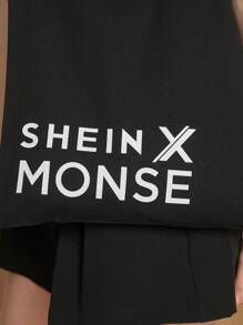 MONSE Designer schwarze tragbare Segeltuch Tasche mit Englisch Worten Muster für Frauen, Schultertasche - Verschiedenfarbig - Übersicht 6