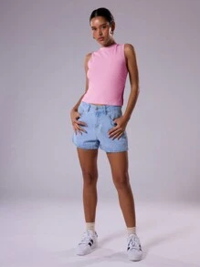 MUSERA Solid Tank Top Going Out Tops Vacation Spring Summer Fall Festival Carnival - Pink - View 1