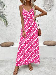 Breezaya Geo Print Cami Dress For Summer - Pink - View 4