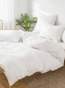 Bộ bìa duvet chần gòn trơn không có chất độn - trắng - Xem 2