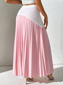 SHEIN LUNE Falda plisada de dos tonos para el verano