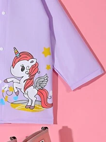 Children's Cute Unicorn Printed Waterproof Raincoat For Outdoor Activities, School And Hiking