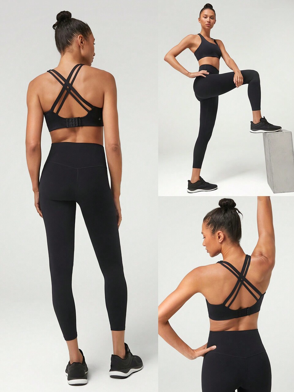 Sujetador deportivo de secado rápido con cuello en U y múltiples tirantes, de impacto medio, para gimnasio, ciclismo, entrenamiento