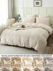 紋理羽絨被套組不附帶內芯 - 米色 - 查看 7