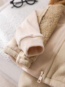 SHEIN 3入組嬰兒男/女休閒連帽背心、運動衫和加厚長褲套裝，秋冬季 - 彩色 - 查看 5