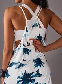 Menodora SHEIN Sport Sports Summer Outdoor Basic Prints&Pockets With JUMPSUIT - Blue - View 3