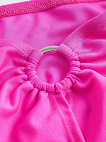 SHEIN X KeniaOs SHEIN ICON 高领网眼插入紧身衣和环链紧身裙 - 玫紅色 - 查看 7