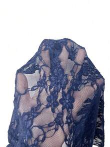 SHEIN Unity Women's Solid Color Lace Embellished Simple Daily Wear Halter Neck Tie Sleeveless Top - Navy Blue - View 7