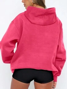 INAWLY 紐約字母印花大尺碼女款運動衫 - 玫紅色 - 查看 2