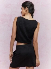 MISSGUIDED Loose Tank Top And Mini Skirt Co-Ord Set - Black - View 2