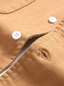 Manfinity Homme Men's Summer Letter Printed Workwear Short Sleeve Casual Denim Shirt With Pockets