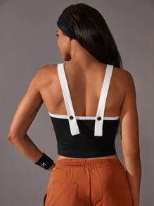 VARSIVA Thể thao Mùa hè Ngoài trời Màu sắc tương phản cơ bản với ÁO TANKTOP TẬP THỂ DỤC - màu đen - Xem 2