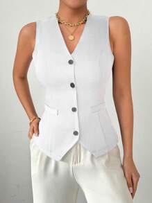 Chiquease Black Short Vest Suit Jacket - White - View 4