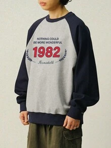 DAZY Men's Autumn Splice Letter Printed Pullover Sweatshirt - Multicolor - View 8