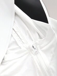 SHEIN Tween Girl's Solid Color Front-Zip Long Sleeve Ice Silk Sun Protection Clothing, Daily Casual - White - View 4