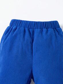 SHEIN Bộ áo nỉ, quần và khăn quàng cổ cổ đứng dài tay cho bé gái - Màu xanh lam - Xem 5