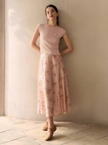 MOTF PREMIUM LEAF PRINT TEXTURED A LINE SKIRT
