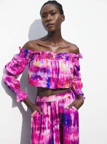 Maija Áo crop top in hoa lệch vai dành cho nữ cho ngày lễ thông thường - Nhiều màu - Xem 9