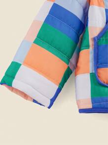 SHEIN Kurtka sportowa z bawełny w kratę, kolorowa, z długim rękawem i kieszeniami, dla młodych dziewcząt, na co dzień, na zewnątrz, jesień/zima - Wielokolorowe - Zobacz 8