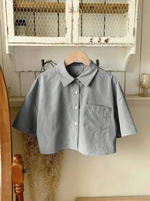 Comfortcana Áo sơ mi nữ sọc xẻ lưng - màu đen - Xem 5