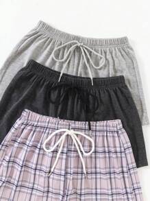 SHEIN Women's Casual Everyday Home Wear Bottoms Sleep Shorts - Multicolor - View 5