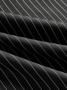 SHEIN Unity 女性夏季條紋撞色蕾絲口袋無袖裙 - 黑色 - 查看 4