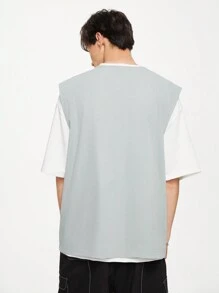 Manfinity Hypemode Men's Spring/Summer Casual Patch Workwear Cargo Going Out Teachwear Biker Outdoor Windbreaker Vest, For Friends, Husband, Boyfriend Gifts - Grey - View 2