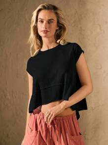 VARSITIE 夏季戶外基本款運動背心上衣 - 黑色 - 查看 1