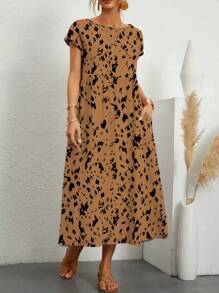 Spring And Summer Ladies Holiday Casual Random Print Long Dress