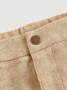 SHEIN MOD 女士休闲纯色直筒灯芯绒裤，适合返校、工作、早午餐、学校、教师穿着，70年代风格，西部风格。 - 駝色 - 查看 3