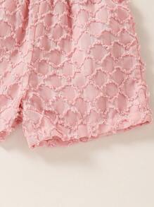 SHEIN Young Girls' Simple Everyday Long Sleeve Shorts 2-Piece Set - Pink - View 5