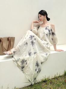 EastFlair Women's Simple Everyday Chinese Style Tie Dye Dress