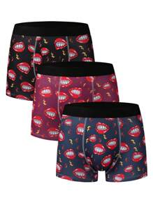 3pcs Men's Lips & Lightning Printed Boxer Briefs Set - Multicolor - View 2