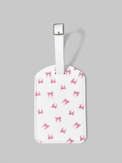 Kawaii 1 Stück Gepäckanhänger Aus Leder Mit Sichtschutz, Weiche Hülle, Rosa Schmetterlingsmuster