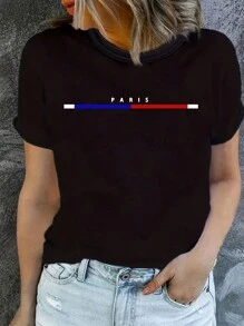 Camiseta de manga corta para mujer con la letra "SPOILED BY MY HUSBAND" (Consentida por mi esposo)