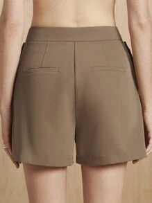 MONSE Oxana Designer einfarbige Vorderseite Knopf Mehrfach-Taschen High-Waist Anzug Shorts, alltäglicher Lässig-Trage, für Sommer, Urlaub, Ferien, Strand, Festivals, Ibiza Passform