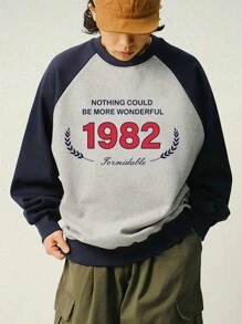 DAZY Men's Autumn Splice Letter Printed Pullover Sweatshirt - Multicolor - View 5