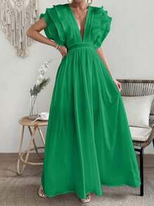 Breezaya Vestido diario elegante y sencillo de escote pronunciado para mujer