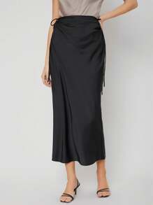 MOTF PREMIUM STRAIGHT DRAWSTRING SKIRT - Black - View 1