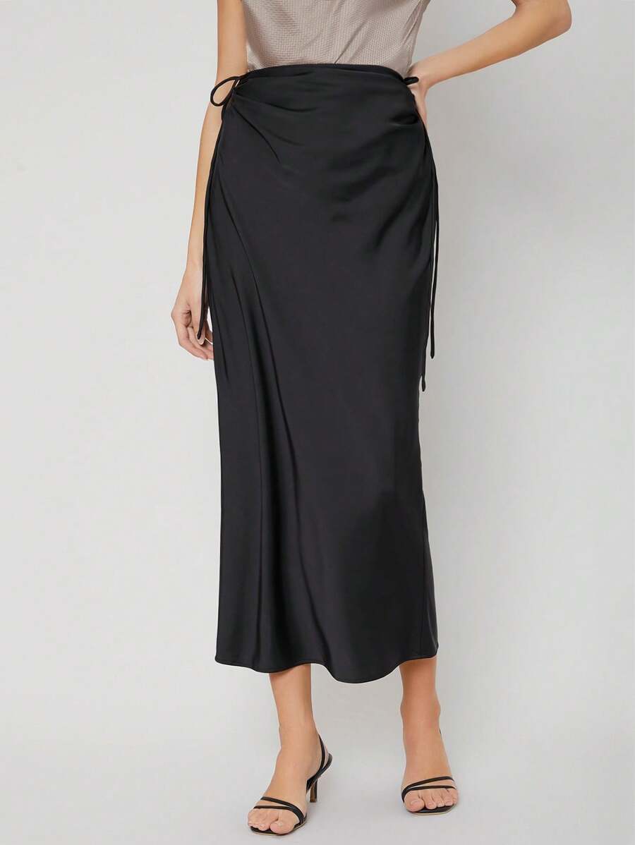 MOTF PREMIUM STRAIGHT DRAWSTRING SKIRT - Black - View 1