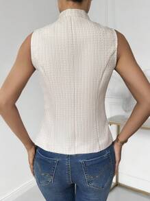 Chiquease 女式無袖羊毛背心西裝外套 - 杏色 - 查看 2