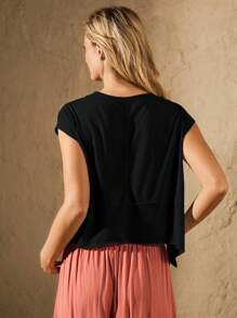 VARSITIE 夏季戶外基本款運動背心上衣 - 黑色 - 查看 2