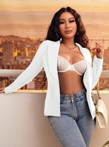 SHEIN SXY Ladies' Simple Workwear Suit Jacket With Clean Lines In Fall/Winter - White - View 5