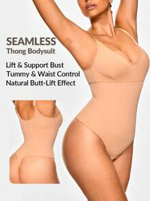 SHEIN Shape Seamless Shapewear Bodysuit, Body Shaper, Tummy Waist Control Bust & Butt Lifter With Adjustable Straps
