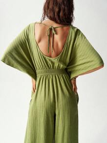 Bohemela Vacation Loose Batwing Sleeve Jumpsuit For Women - Grey - View 7
