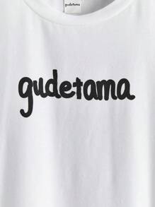 Gudetama X SHEIN Tween Boy卡通漫畫印花寬鬆T恤